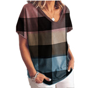 Gradient printed short-sleeved European and American plus size loose T-shirt for women