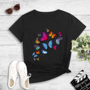 Street color butterfly print T-shirt short-sleeved T-shirt
