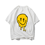Fashion casual smiley print short-sleeved cotton T-shirt