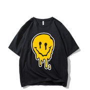 Fashion casual smiley print short-sleeved cotton T-shirt