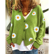Women's Knitwear Single-breasted Autumn Chrysanthemum Embroidered Jacket Sweater Women's Clothing