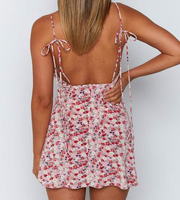 Sexy open back women's printed floral sling V-neck sling dress