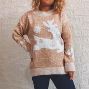 Fawn snowflake crew neck knit pullover