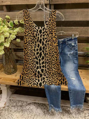Sleeveless leopard print casual shirt and top