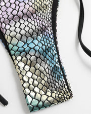 Multicolor Snakeskin Lace-up Halter Sleeveless 2-Piece Bikini Sets - Xmadstore