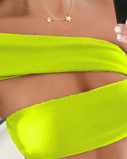 One Shoulder Cut Out Bikini Sets - Xmadstore