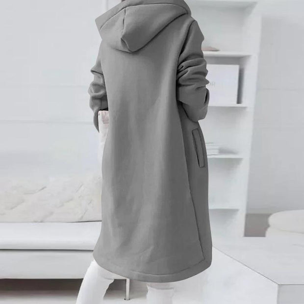 Personalized street zipper hooded long plus fleece sweater