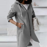 Personalized street zipper hooded long plus fleece sweater