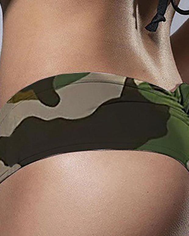 Camouflage Print Ruched  Panty Boyshorts - Xmadstore