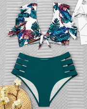 Floral Print Sleeveless Tanks With Panties Bikini Sets - Xmadstore