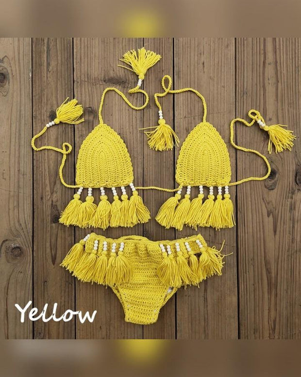 Solid Tassel Bra With Panties Sexy Sets - Xmadstore