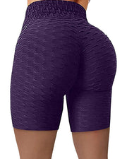 High Waisted Yoga Leggings Running Sports Fitness Gym Bubble Textured Butt Lifting Shorts