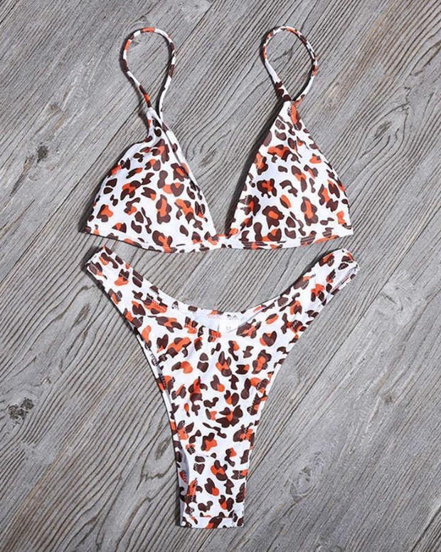 Leopard Strap Bra With Panties Bikini Sets - Xmadstore