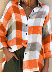 Fashion casual classic plaid print long sleeve loose shirt