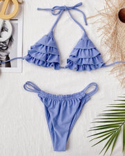 Ruffles Strap Bra With Panties Bikini Sets - Xmadstore