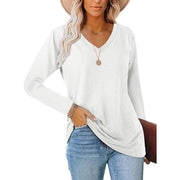 V-neck pullover long-sleeved T-shirt bottoming shirt
