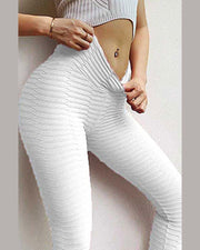 Solid Skinny High Elastic High Waist Jacquard Yoga Pants Active Pants