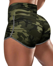 High Waist Camouflage Print Sporty Shorts