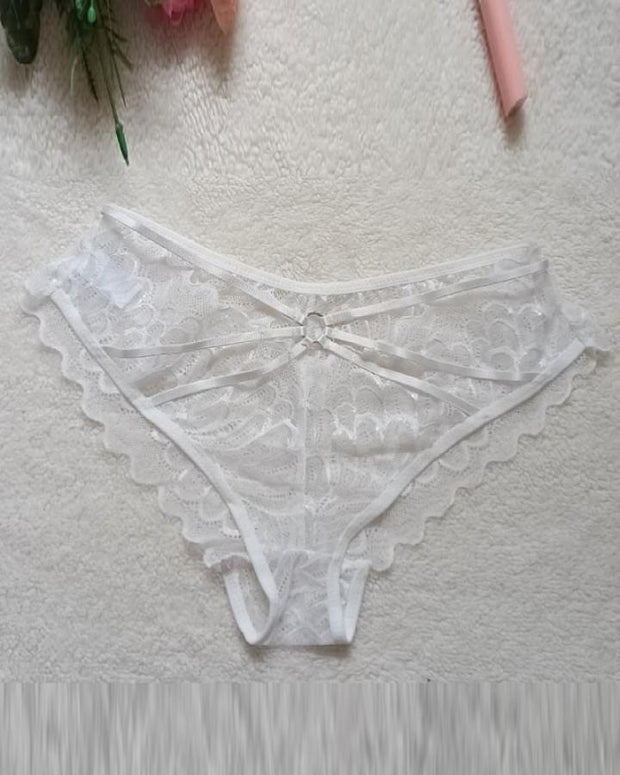 O-Ring Linked Cut-Out Lace Sheer Panty
