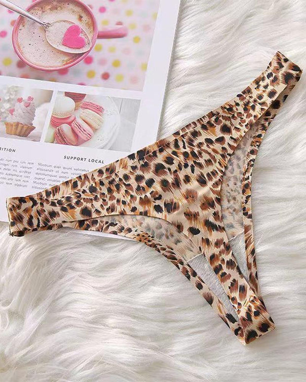 Leopard Print Skinny Low Waist Thong Panties