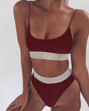 Sequin Trim Bikini Set - Xmadstore