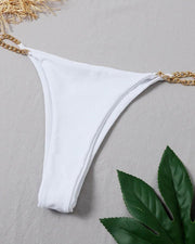 Solid Chain Strap Bra With Panties Bikini Sets - Xmadstore