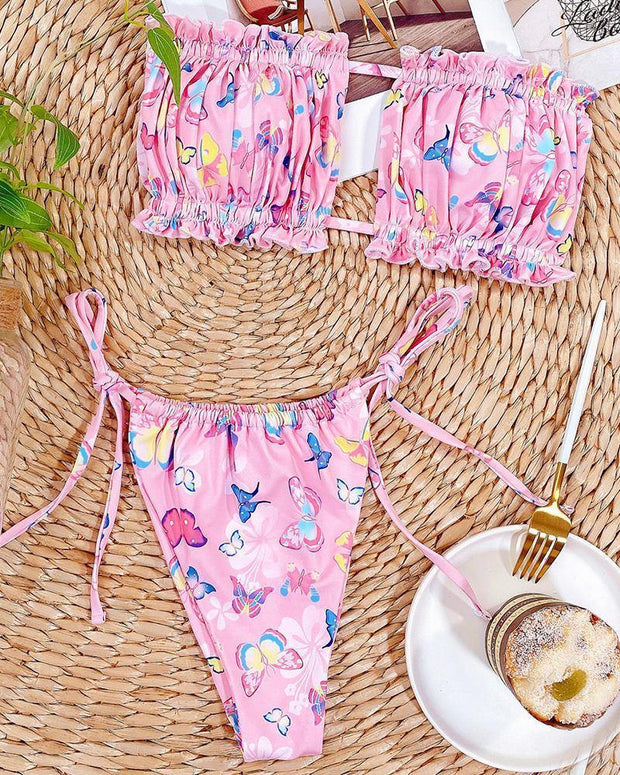 Floral Chest Wrap Bikini Sets - Xmadstore