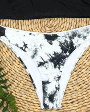 Solid Skinny Sleeveless Tanks With Floral Panties Bikini Sets - Xmadstore