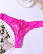 Sexy Women See Through Hollow Out Cotton Low Waist Lace Thong