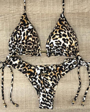 Leopard Strap Bra With Panties Bikini Sets - Xmadstore