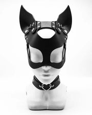 Patchwork Plain Removable Replaceable  Ear and Eye PU leather Mask