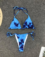 Halter Tie Dye Print Bikini Set - Xmadstore