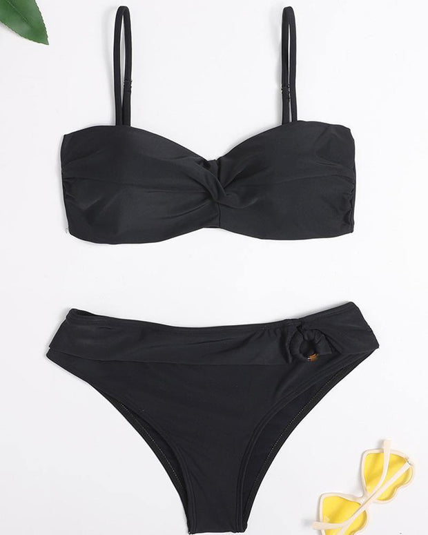 Solid Skinny Bra With Panties Bikini Sets - Xmadstore