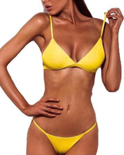 Solid Strap Bra With Panties Bikini Sets - Xmadstore