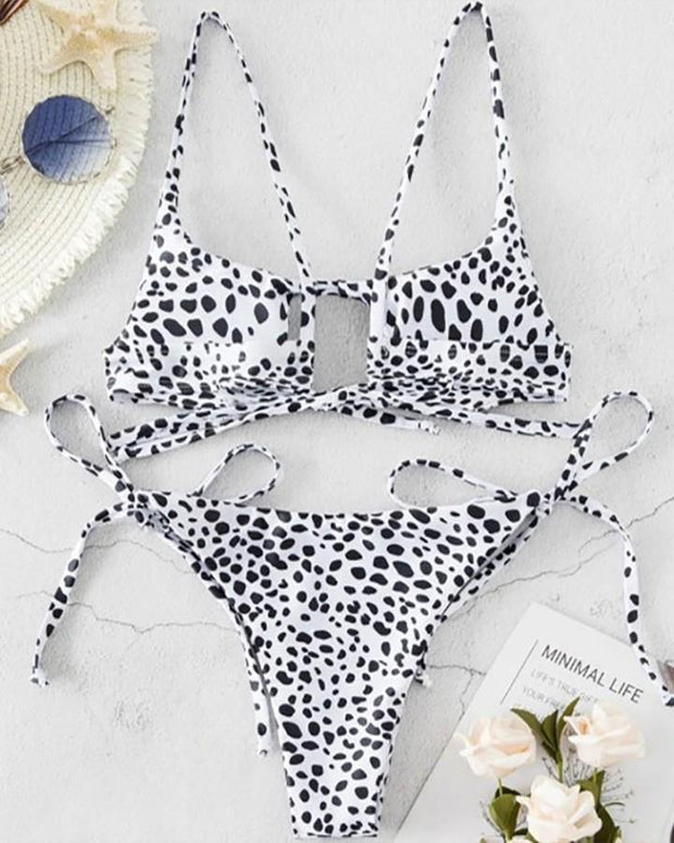 Leopard Print Strap Bra With Panties Bikini Sets - Xmadstore