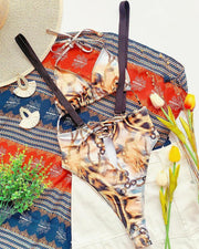 Leopard Strap One-piece Swimwear - Xmadstore
