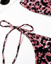 Leopard Strap Bra With Strappy Panties Bikini Sets - Xmadstore