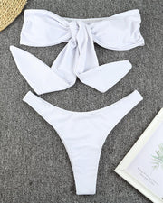 Solid Sleeveless Bra With Panties Bikini Sets - Xmadstore