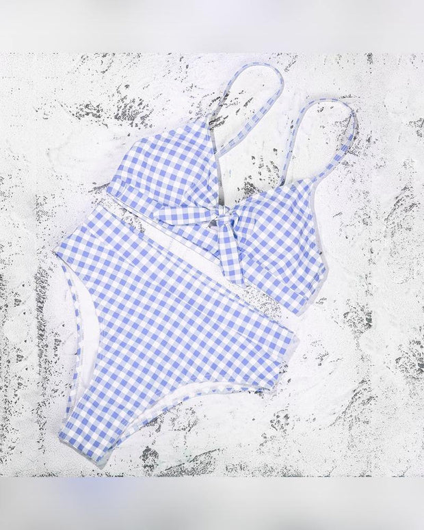 Gingerham Print Strap Bowknot Bra With Panties Bikini Sets - Xmadstore