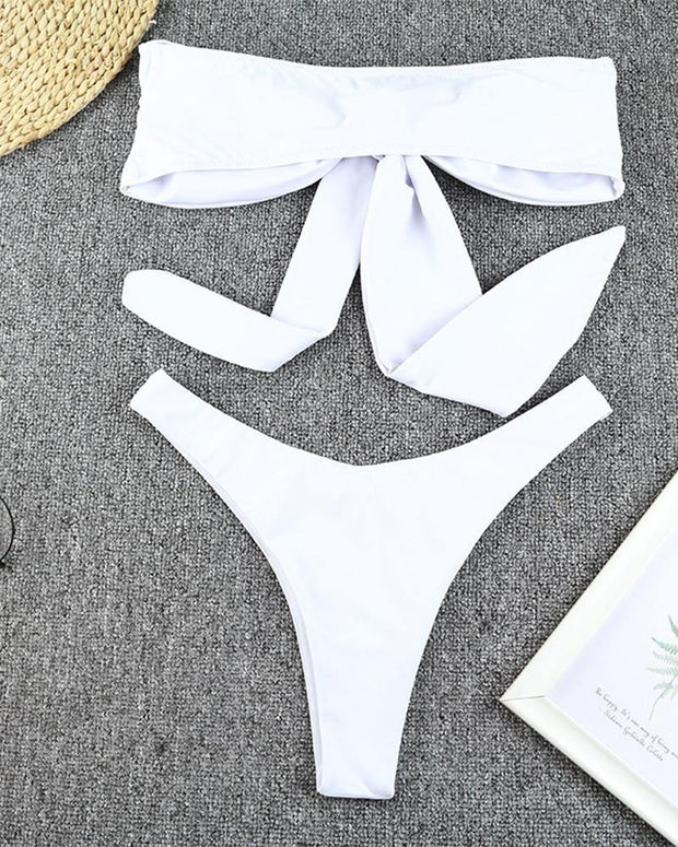 Solid Sleeveless Bra With Panties Bikini Sets - Xmadstore