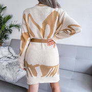 Geometric pattern sweater dress knitted dress