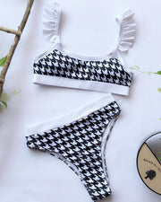 Houndstooth Print Two Piece Swimsuit - Xmadstore