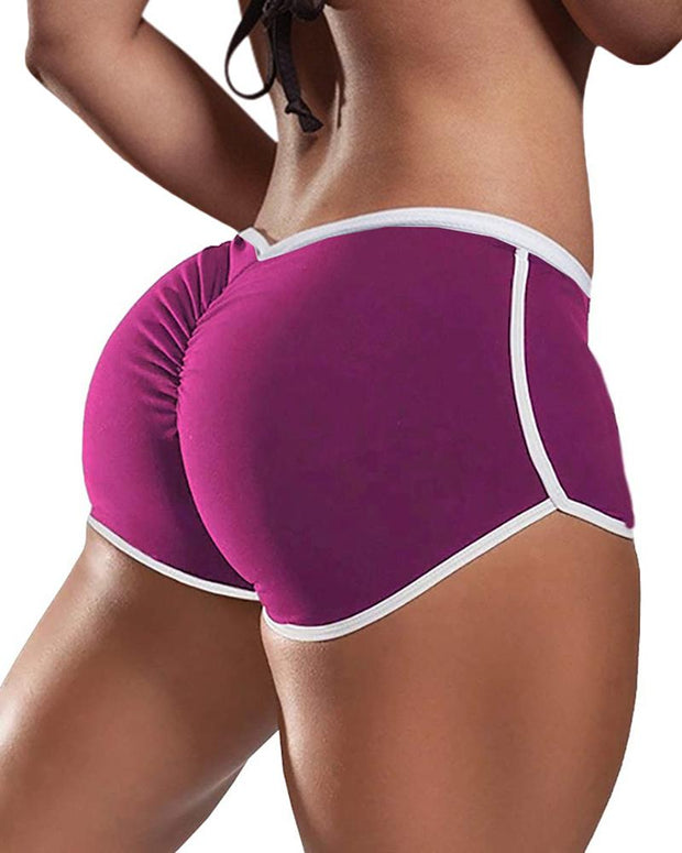 Low Waist Colorblock Ruched Yoga Shorts