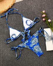 Floral Print Strap Vra With Panties Bikini Sets - Xmadstore