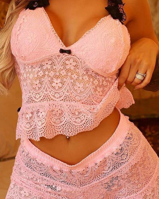 Crochet Lace Hollow Out Cami Sets - Xmadstore