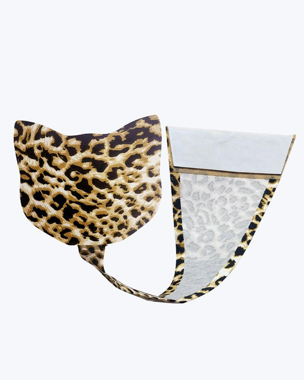 Butterfly & Cat Leopard Print Pattern Hip Lift One Piece Thong Panties