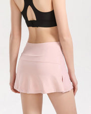 Solid Color Fake 2-Piece Sport Mini Skirt With Skinny Short Pants