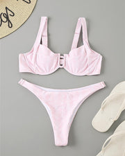 Floral Print Strap Bra With Panties Bikini Sets - Xmadstore
