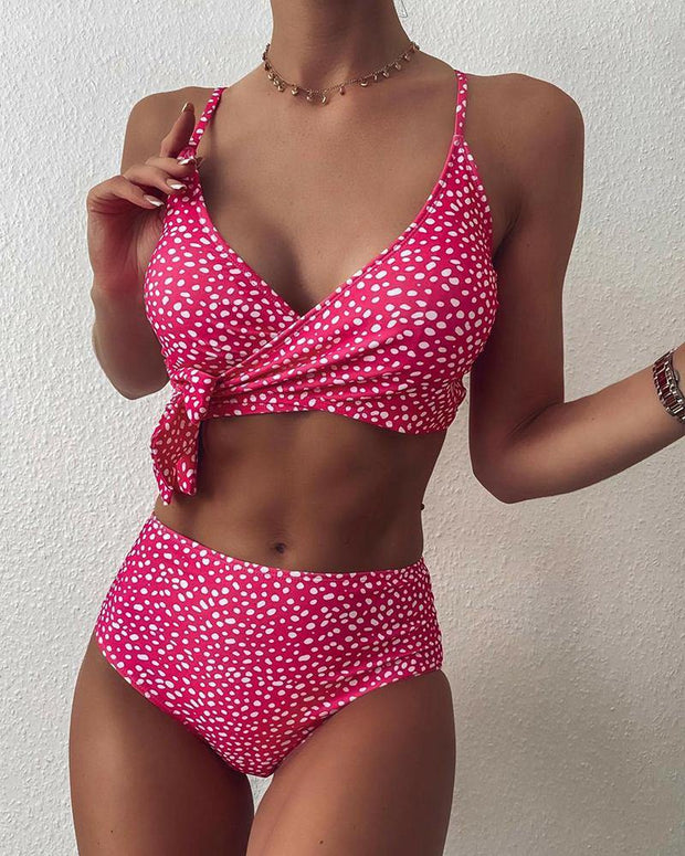Dot Printing Strap Bra With Panties Bikini Sets - Xmadstore