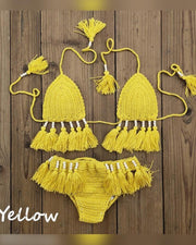 Solid Tassel Bra With Panties Sexy Sets - Xmadstore